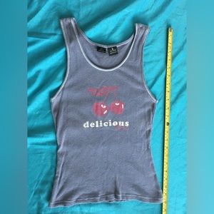 Alternative apparel blue/grey and pink delicious tank top